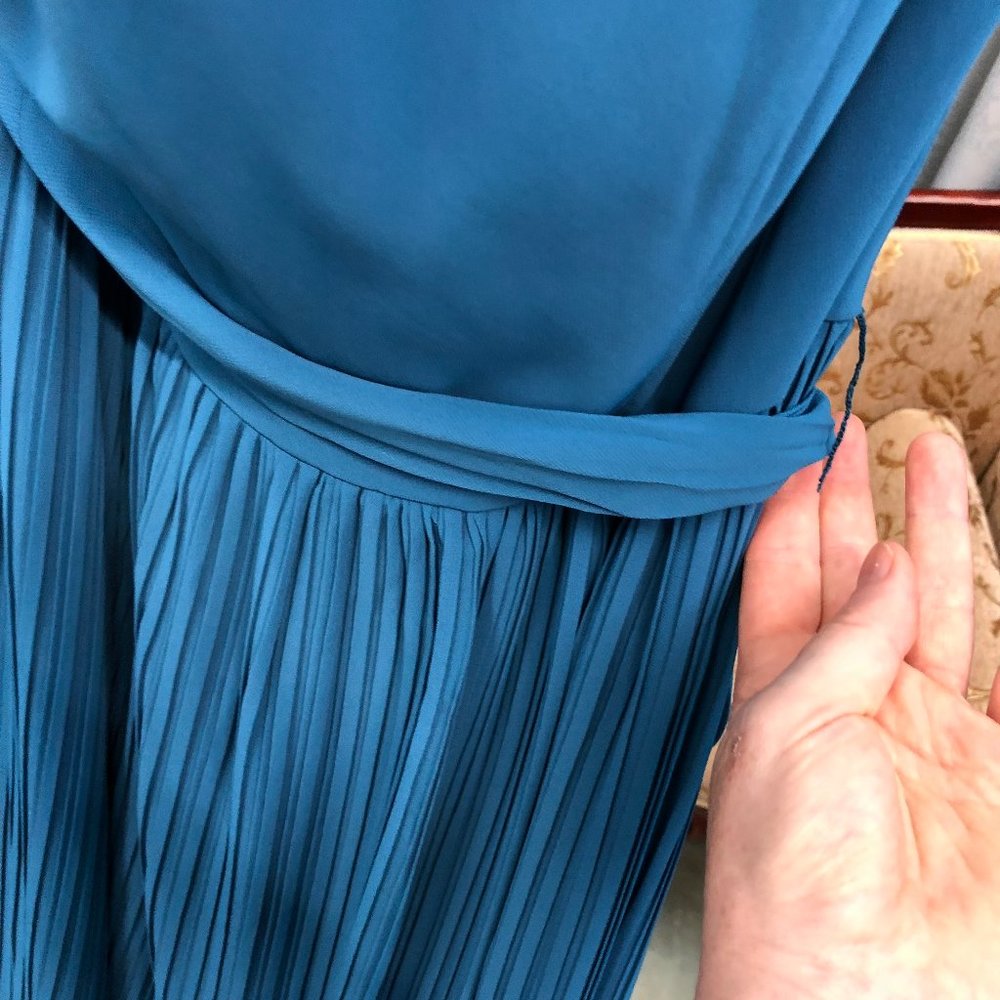 Dessy OCEAN BLUE Long Bridesmaid Dress, Prom Formal, Flowy size 14 Reg $319